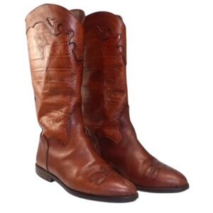 Vintage Cowboy Boots Italian Leather